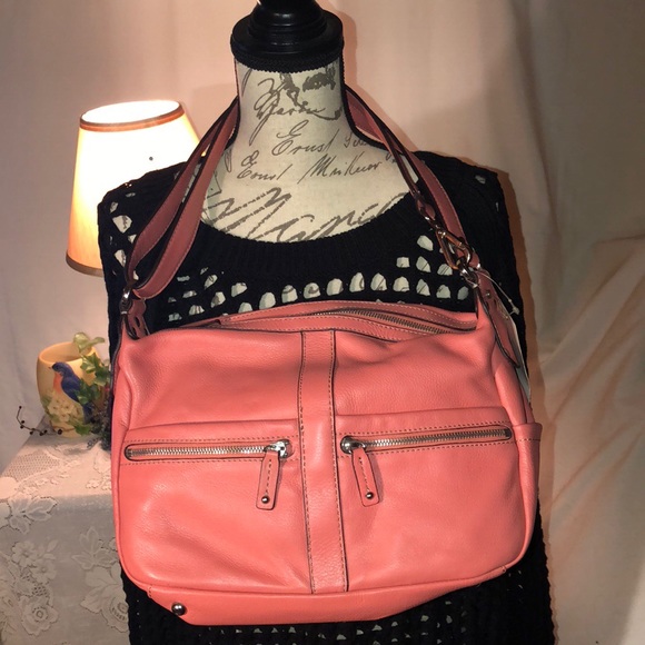 🌹👠 NWT ❋ Tignanello Coral / Pink Leather Bag🌹👠 - Picture 3 of 8